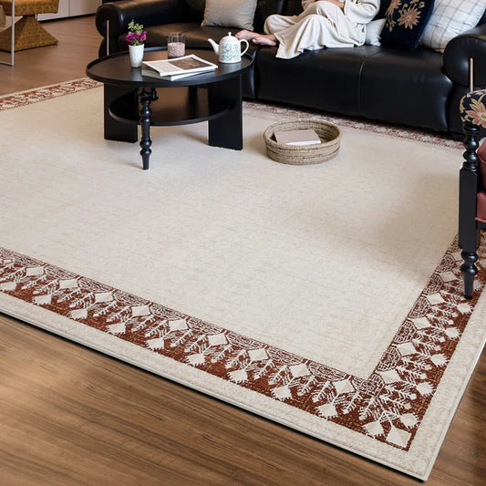 Tervannor® Red Border Minimalist Rug – Waterproof, Washable, Antibacterial & Latex-Free