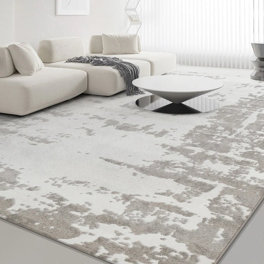 Abstract modern rug design featuring soft neutral tones, perfect for minimalist interiors #color_white