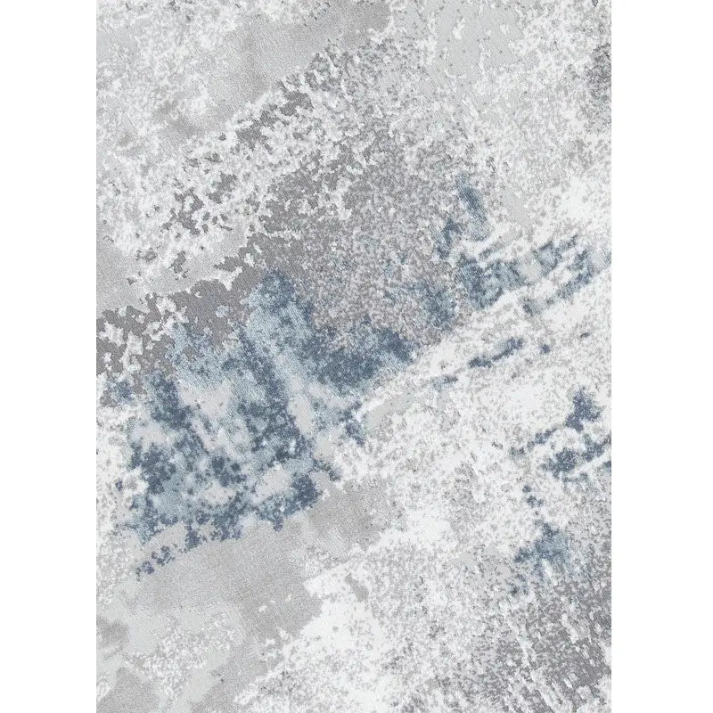 Abstract blue and grey textured area rug with a modern artistic pattern, ideal for contemporary decor  #color_gray
