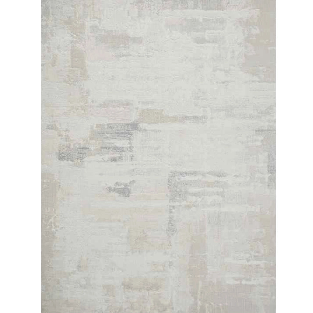 Cream abstract area rug with soft neutral tones shown in full flat layout