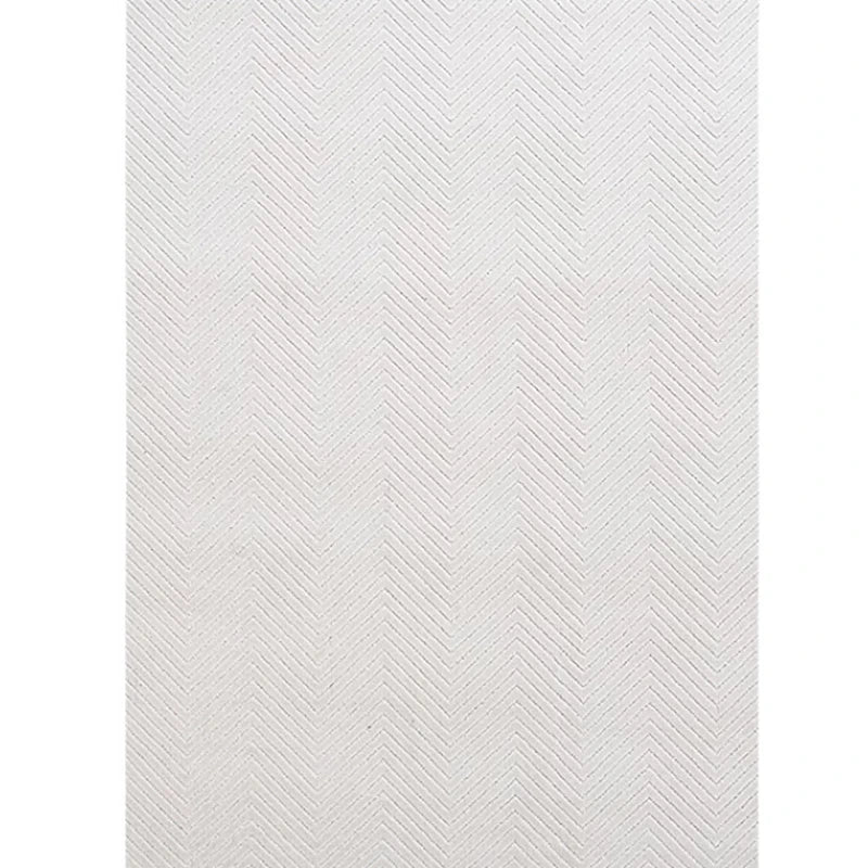 White rug with a herringbone pattern, offering a minimalist and modern aesthetic#Pattern_Chevron