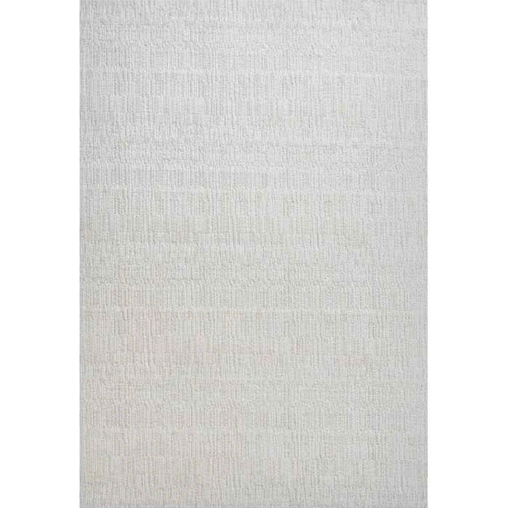 Ivory gray linear textured area rug, full view showing subtle woven pattern and neutral tone