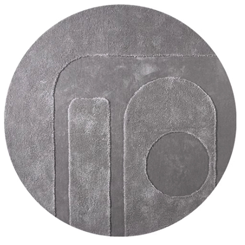 Modern round rug in soft gray tones with sculpted 3D texture for a luxurious look #Shape_Round