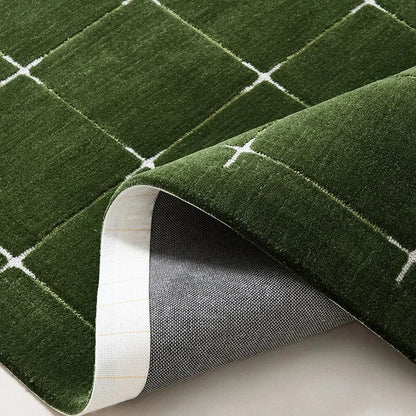 Milano Olive Green Grid Textured Rug
