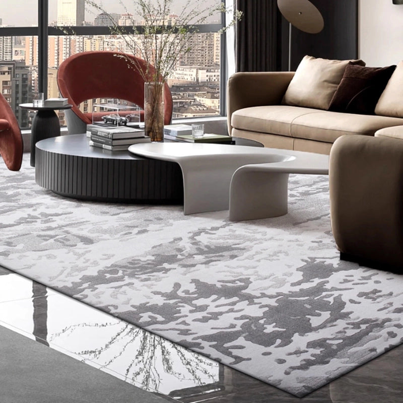  Gray luxury rug in a modern family room with stylish furniture and decor #Texture_Stormy Texture