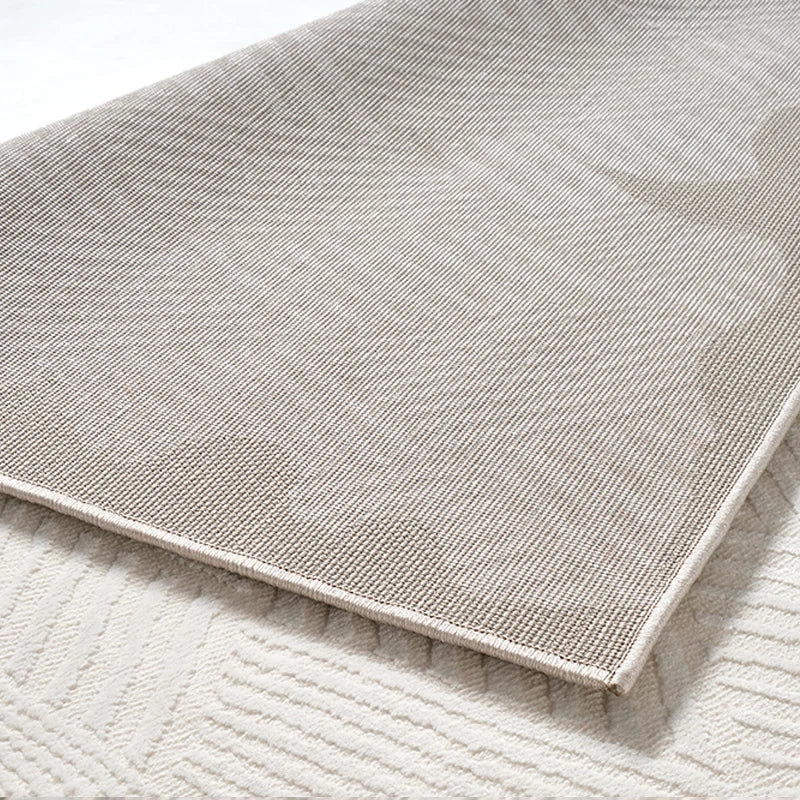 Close-up of a 3D woven area rug showcasing its durable anti-slip jute backing, tightly woven texture, and reinforced edges for enhanced stability and longevity