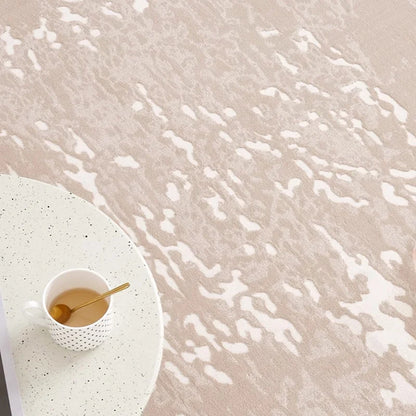Close-up of a beige abstract rug with artistic patterns, soft plush texture, and a modern minimalist design #Texture_Mist