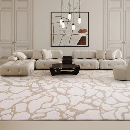 Beige modern abstract rug in a luxury living room, featuring organic patterns and a minimalist design for a sophisticated touch #Texture_Vein
