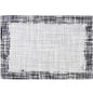 Modern area rug with a black-and-white border design, featuring a sleek and minimalistic pattern perfect for contemporary interiors #color_lvory