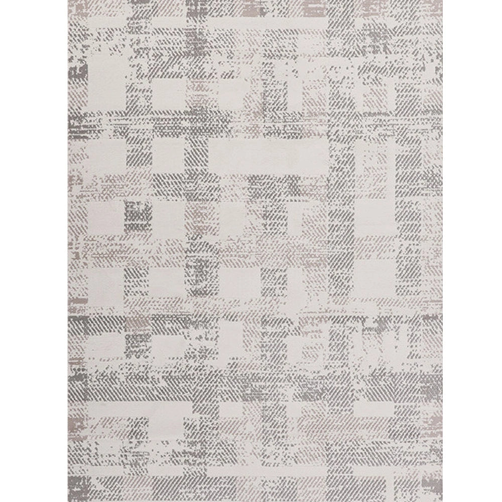 cream and gray geometric area rug shown in full view by Tervannor