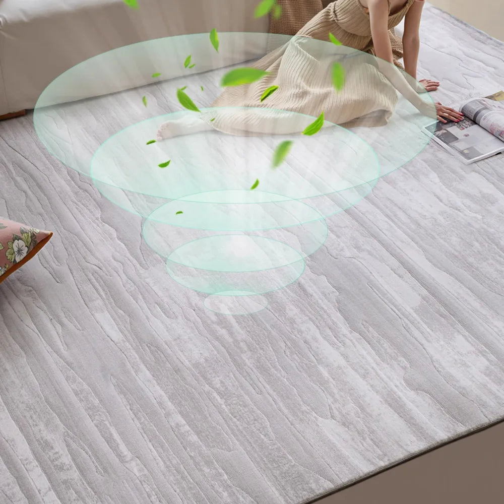 Glue-free breathable area rug designed for better air circulation and a healthier indoor space