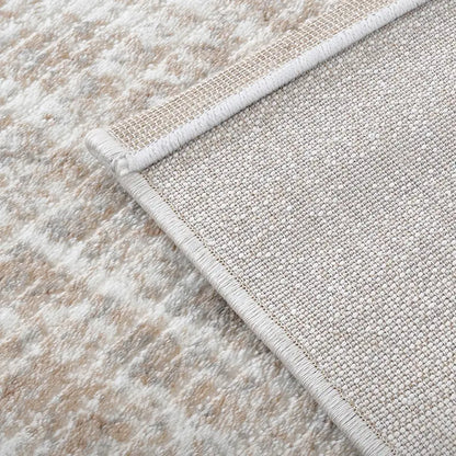 Close-up of the gray abstract rug's jute backing, highlighting the durable non-slip material