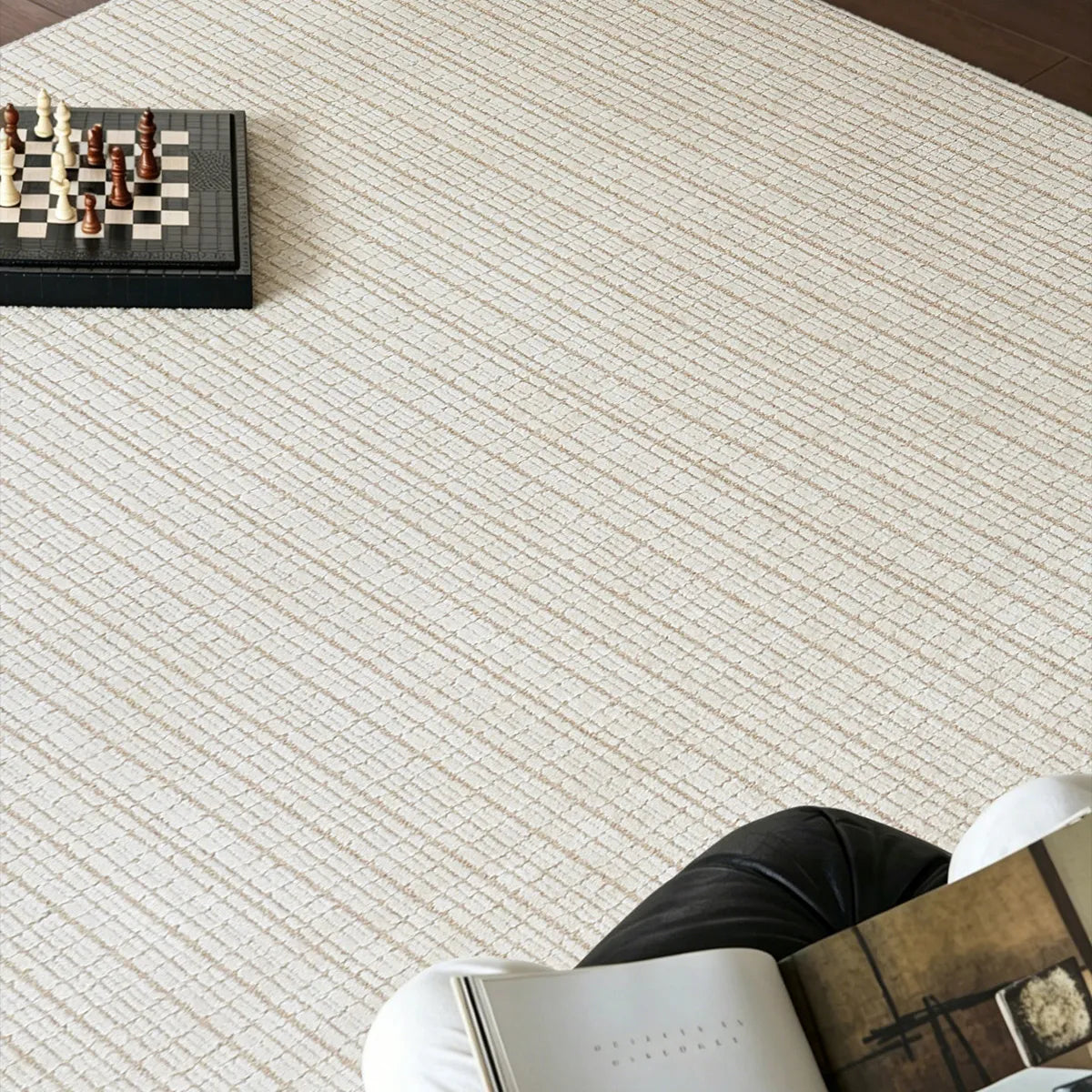 Siena Cream Beige Textured Wool Blend Rug