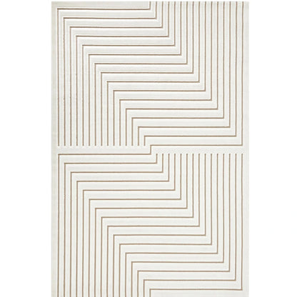 Ivory taupe high low geometric line area rug full view with raised linear pattern