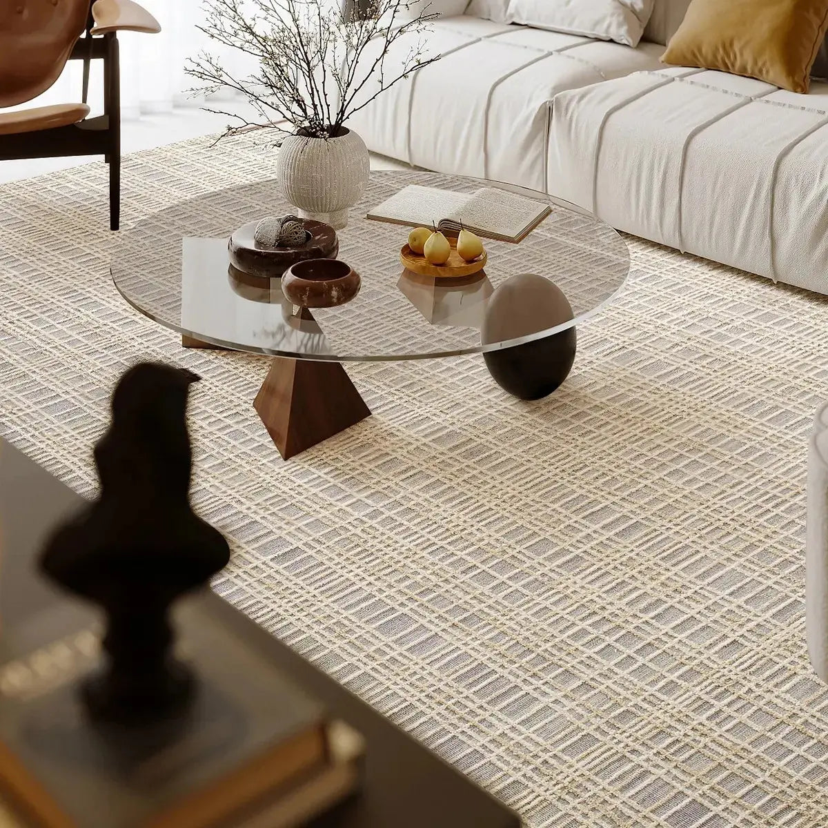 Siena Beige Taupe Textured Wool Blend Rug