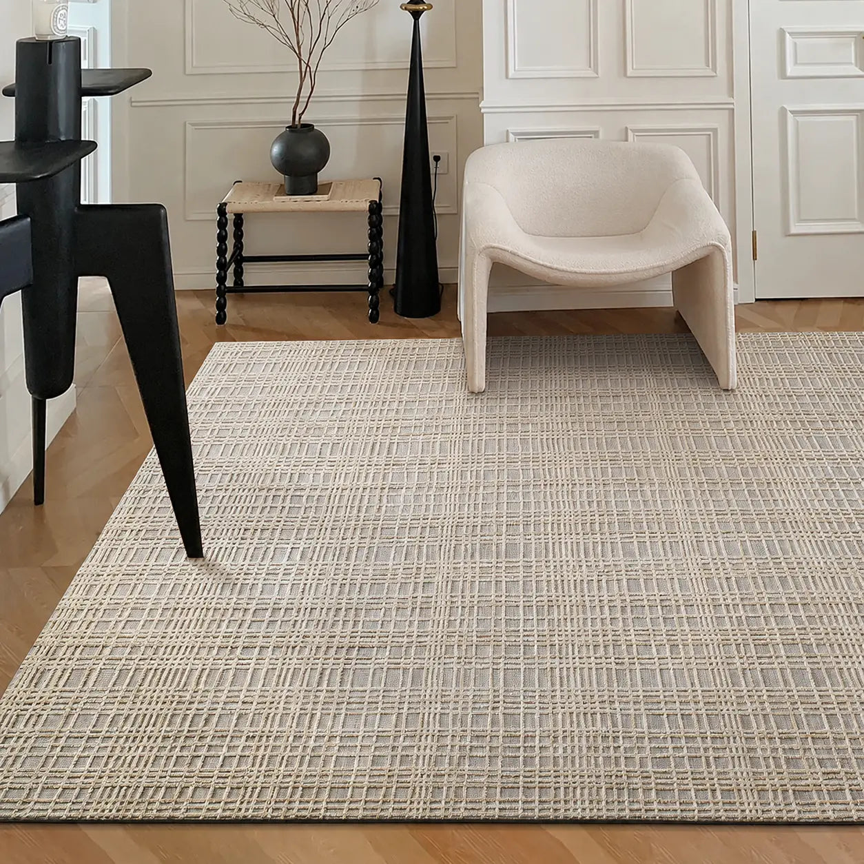 Siena Beige Taupe Textured Wool Blend Rug