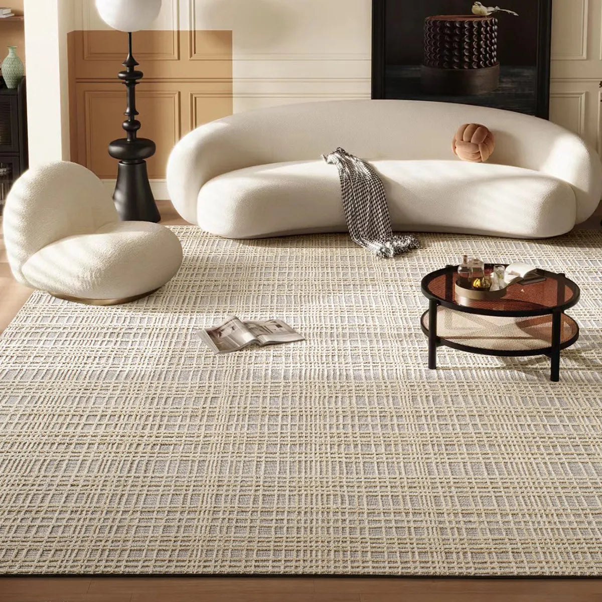 Siena Beige Taupe Textured Wool Blend Rug