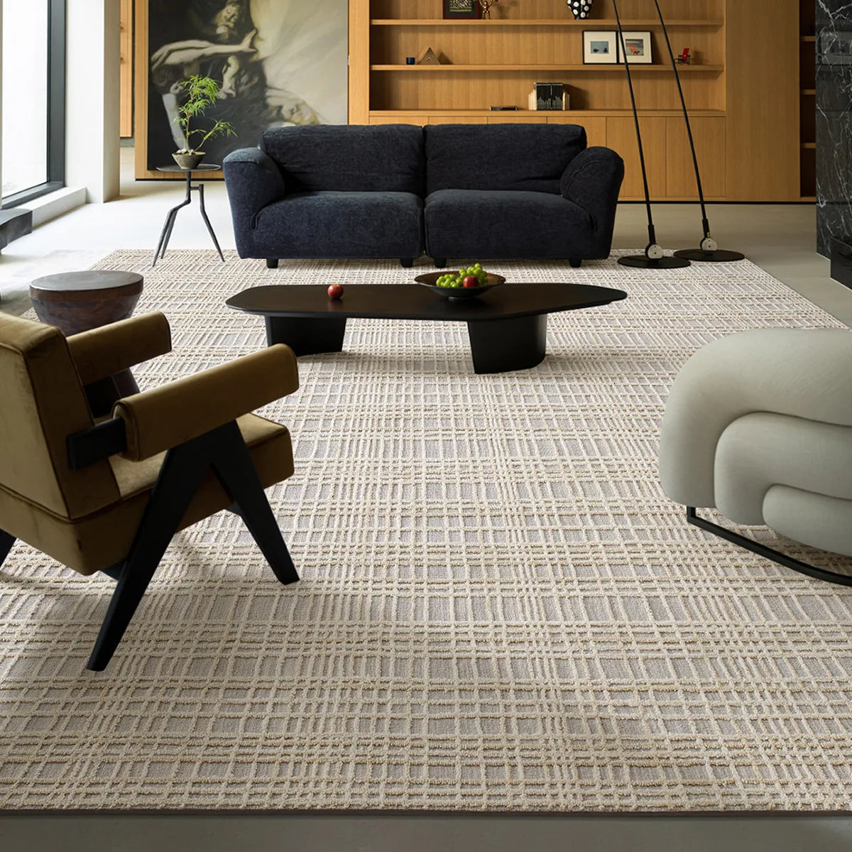 Siena Beige Taupe Textured Wool Blend Rug