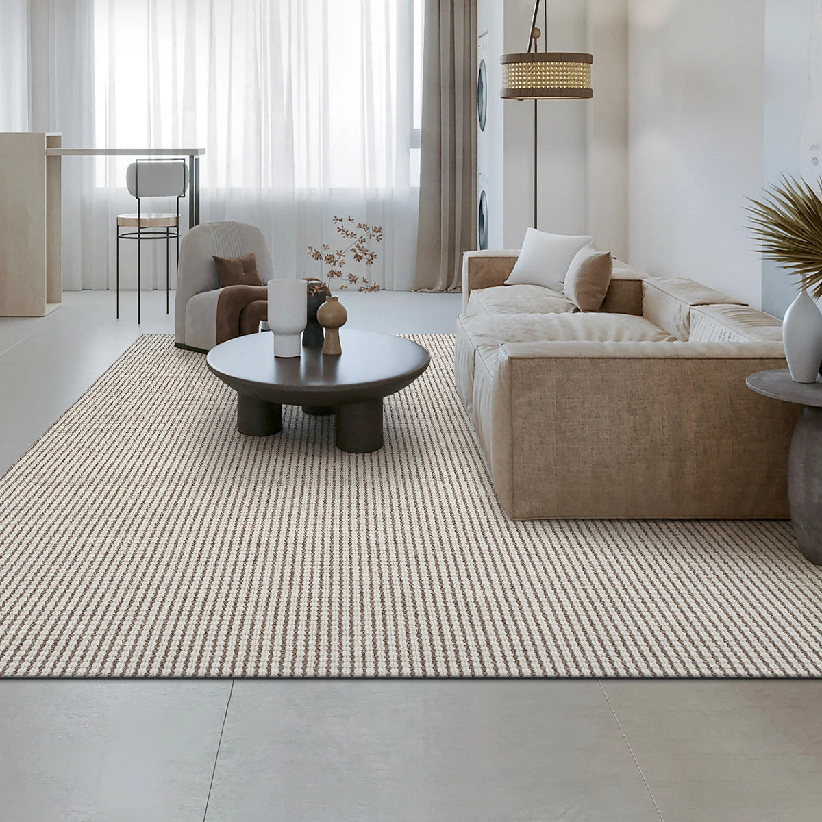 Siena Ivory Brown Textured Wool Blend Rug