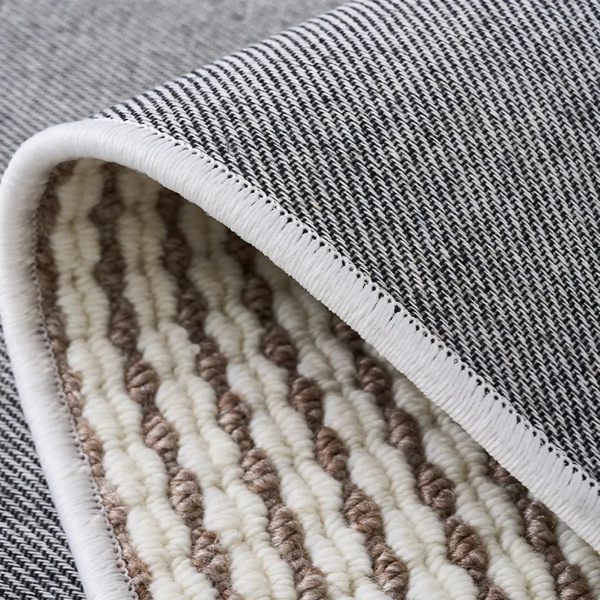 Siena Ivory Brown Textured Wool Blend Rug