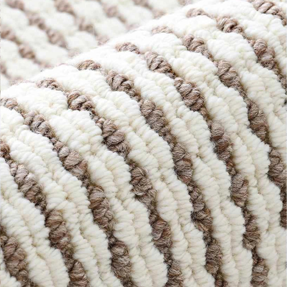 Siena Ivory Brown Textured Wool Blend Rug