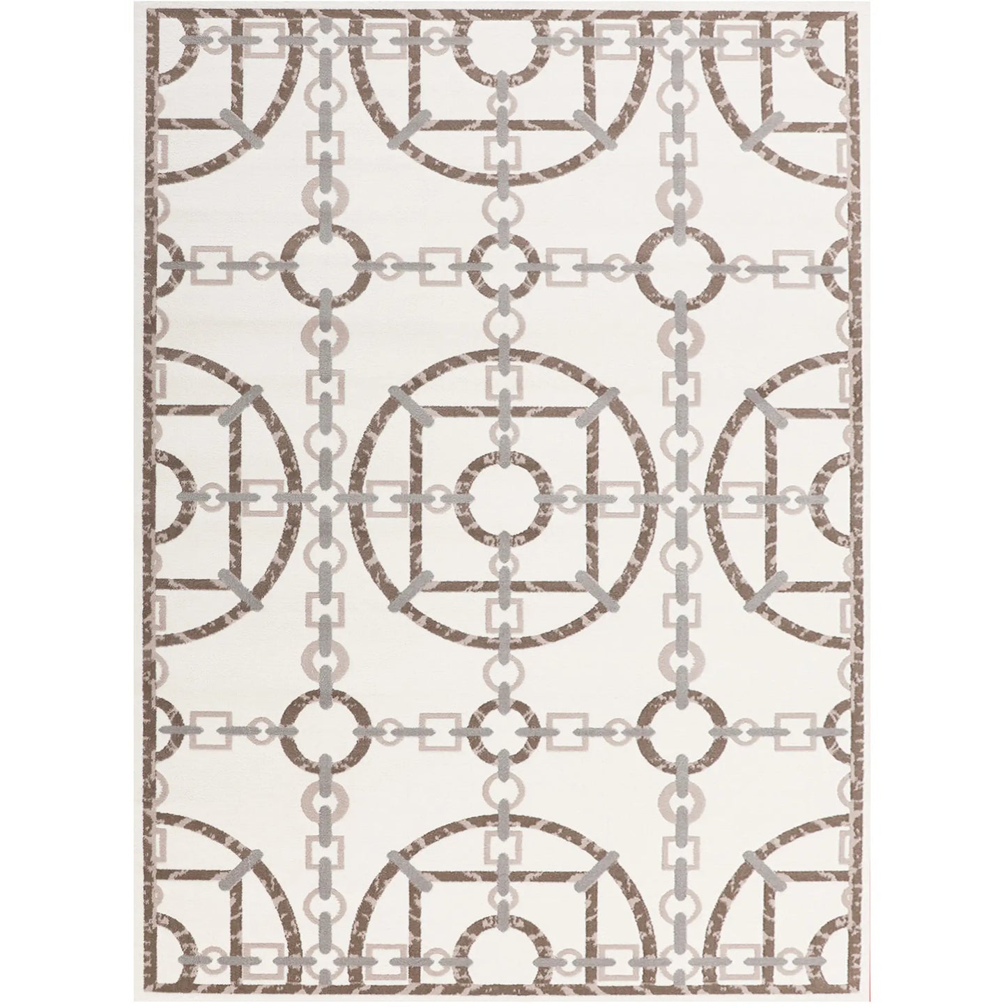Abstract geometric rug pattern in neutral beige and brown tones, modern design for minimalist interiors