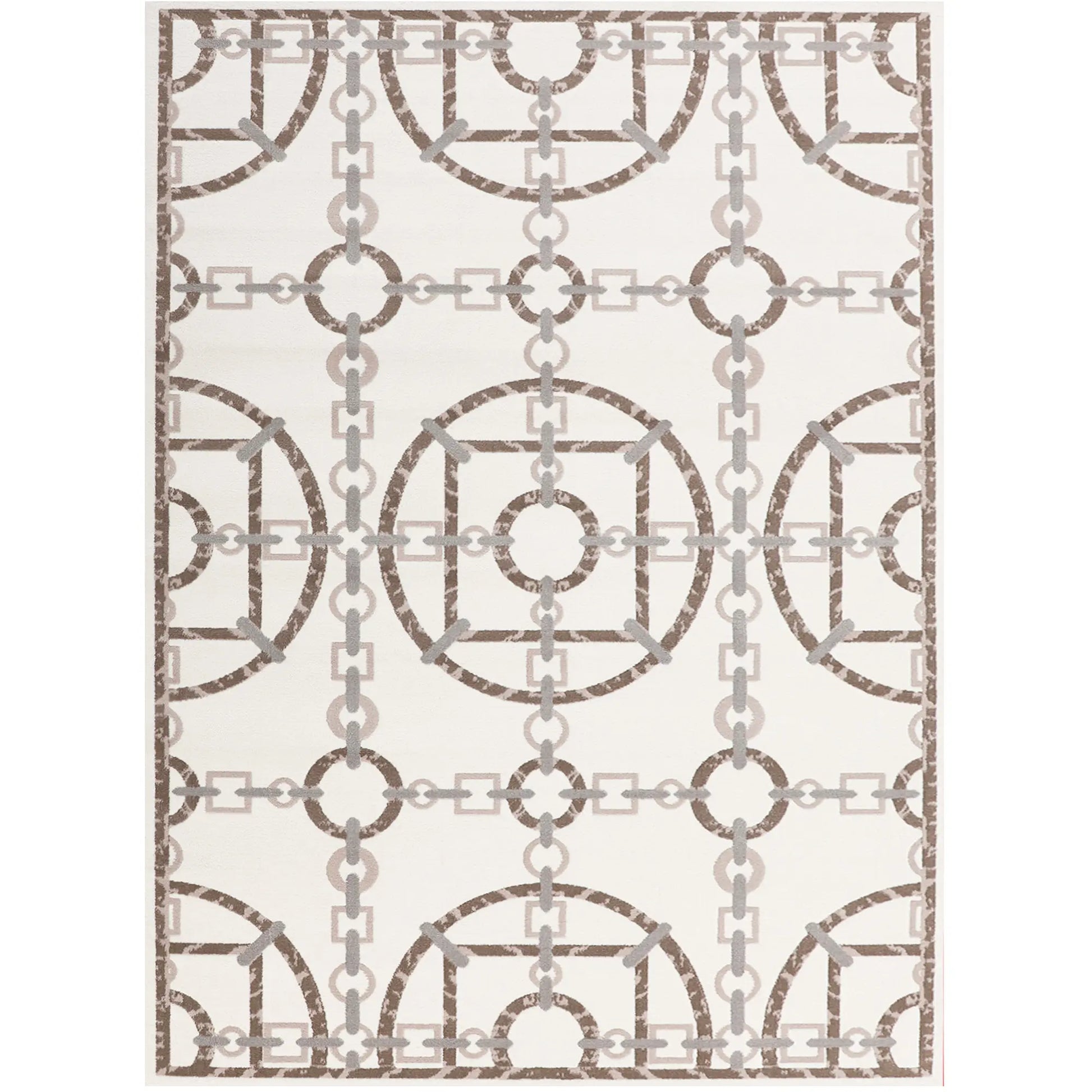 Abstract geometric rug pattern in neutral beige and brown tones, modern design for minimalist interiors