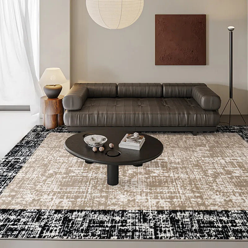 Modern neutral-tone area rug in a sophisticated living room with a beige sofa and minimalist decor, perfect for contemporary interiors #color_beige