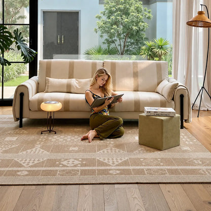 Manor Oatmeal Beige Tribal Wool Blend Rug