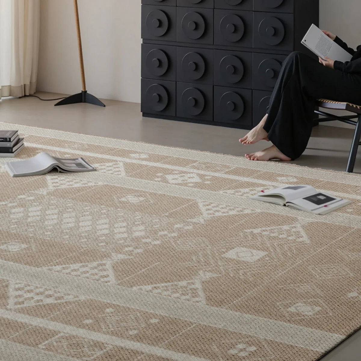 Manor Oatmeal Beige Tribal Wool Blend Rug