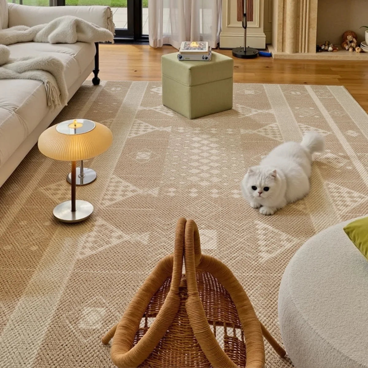 Manor Oatmeal Beige Tribal Wool Blend Rug