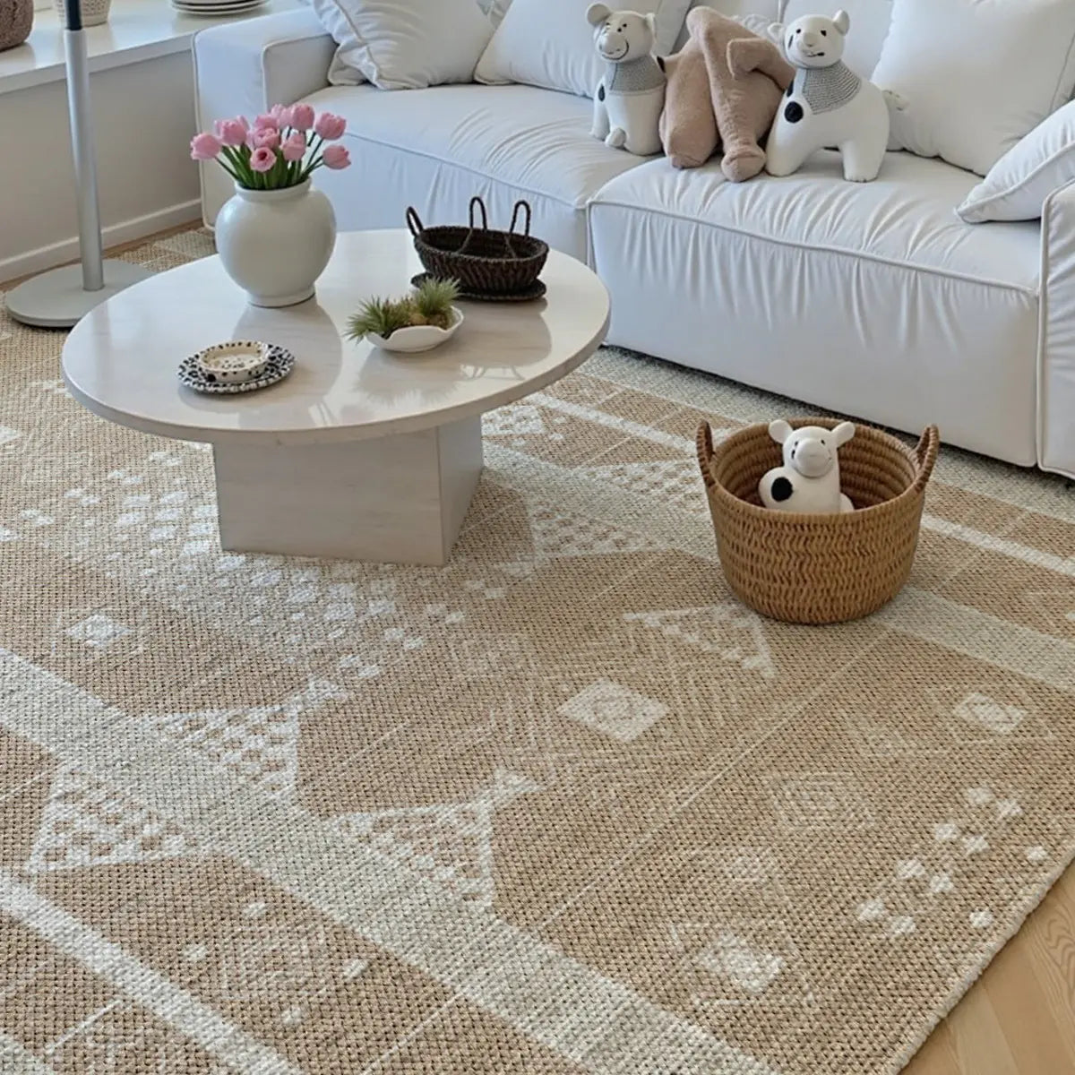 Manor Oatmeal Beige Tribal Wool Blend Rug