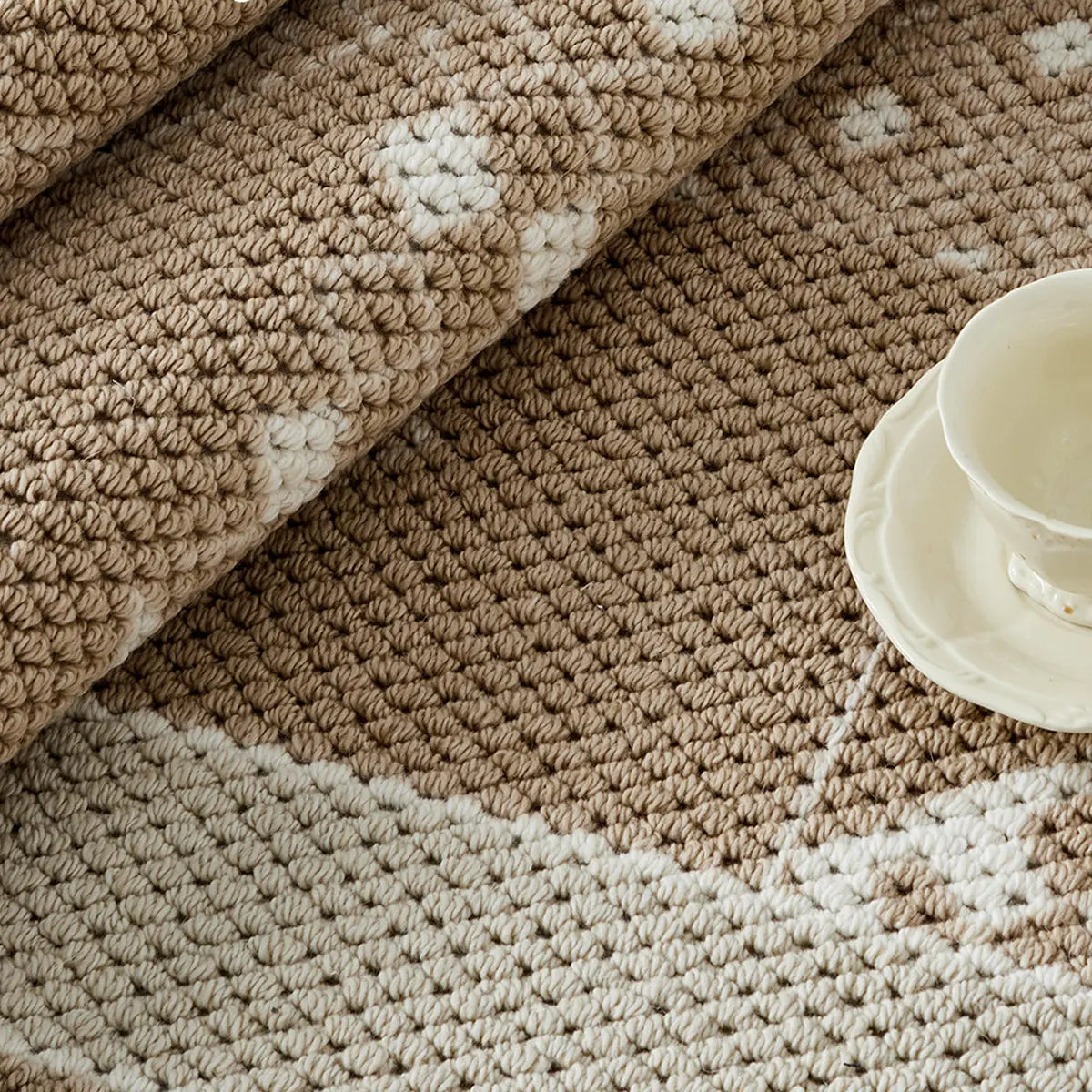 Manor Oatmeal Beige Tribal Wool Blend Rug