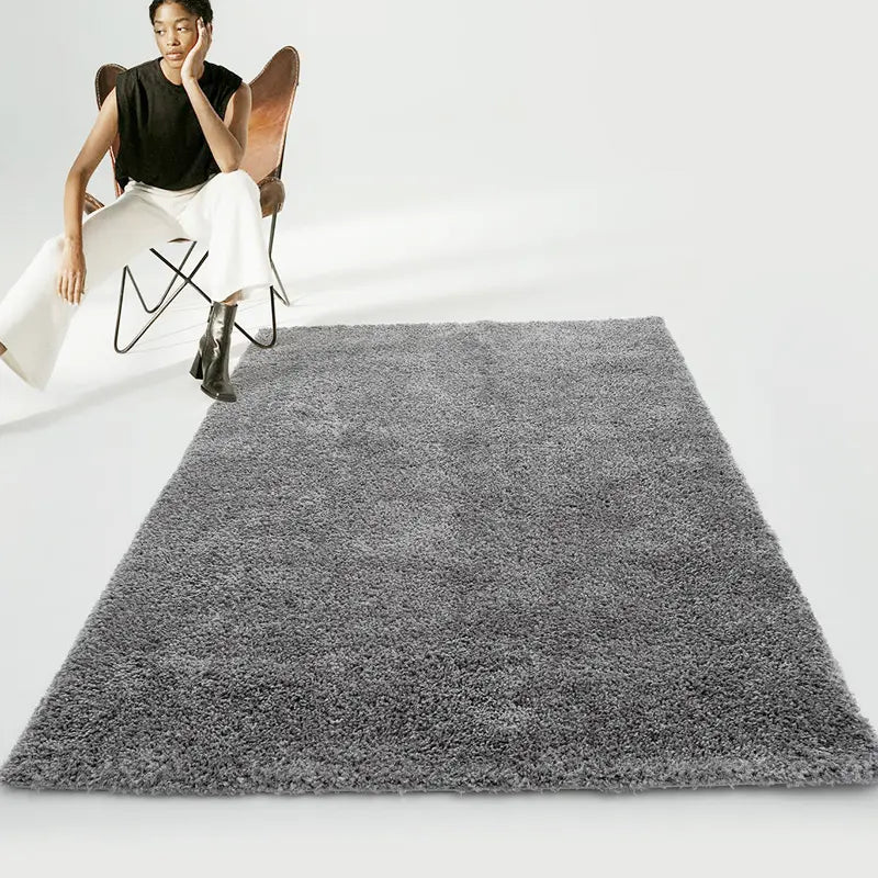 Soft, fluffy Charcoal-colored shaggy area rug for cozy spaces #color_Charcoal Gray