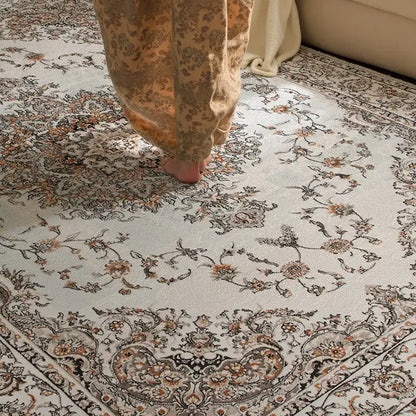 Eco-friendly soft Persian rug comfortable for barefoot walking with floral medallion design

